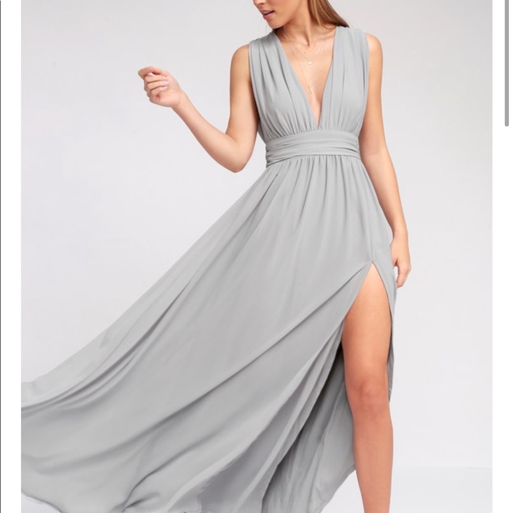 Lulus Heavenly Hues Light Grey Maxi Dress